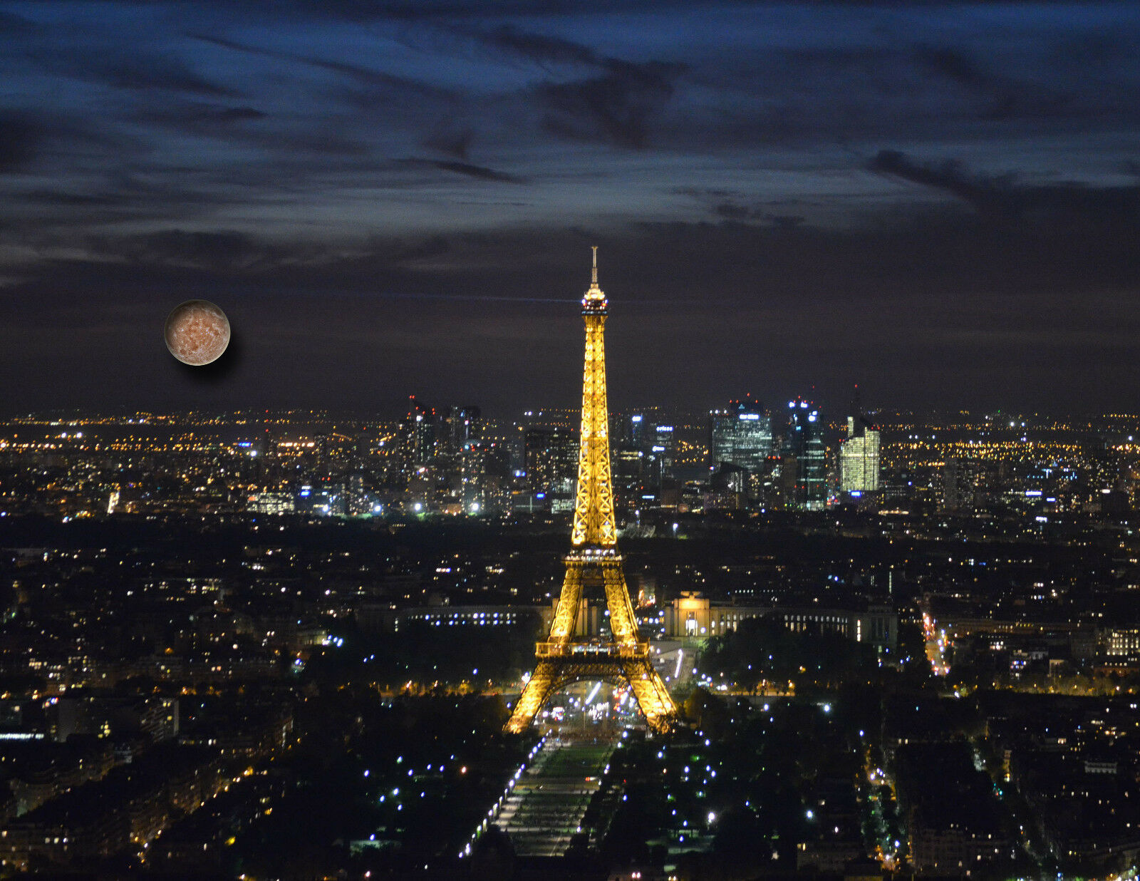 Eiffel Tower Cityscape In Moon Night Wallpapers