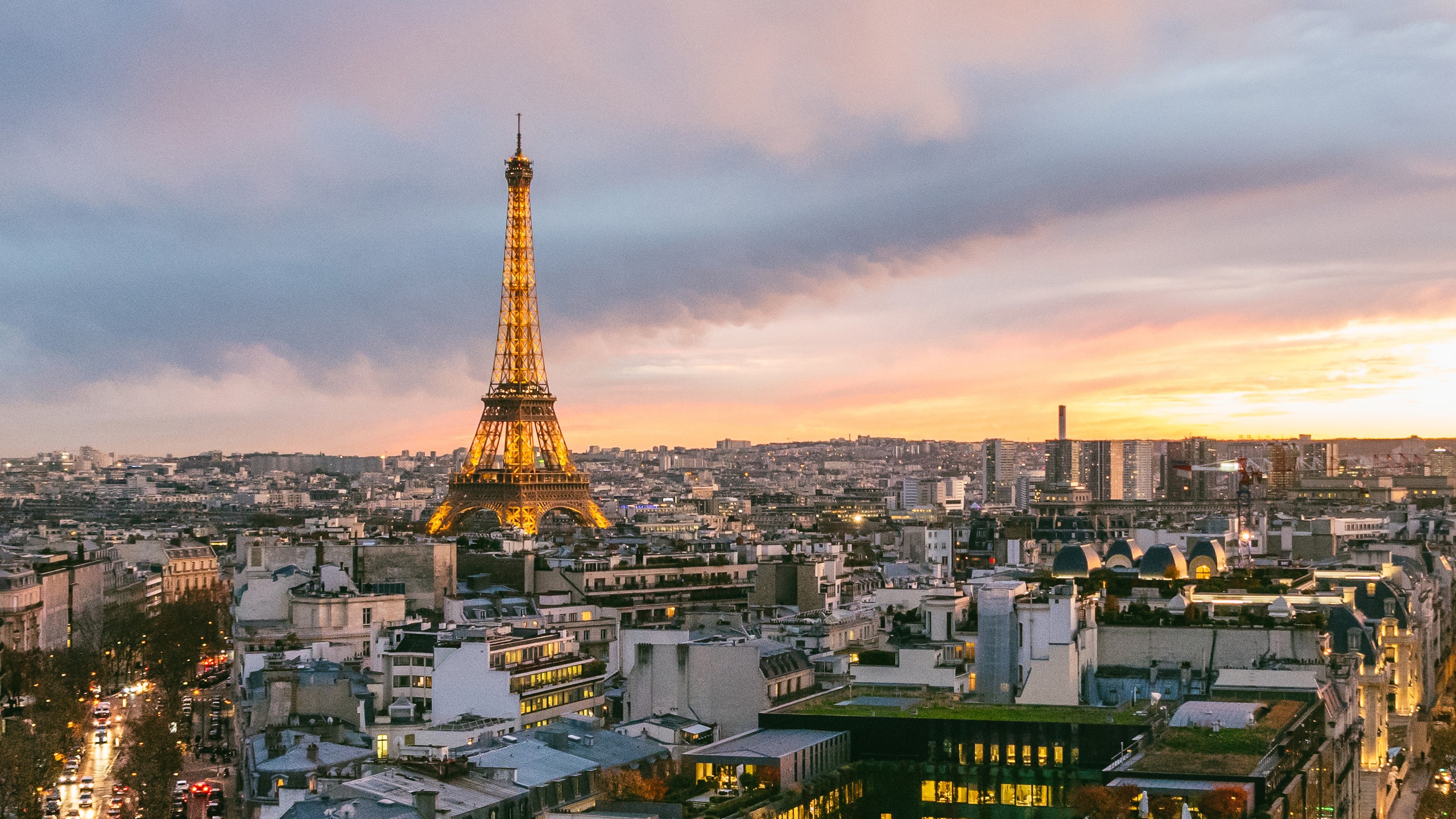 Eiffel Tower Cityscape In Moon Night Wallpapers