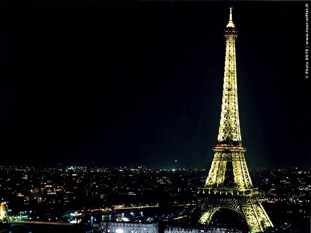 Eiffel Tower Cityscape In Moon Night Wallpapers