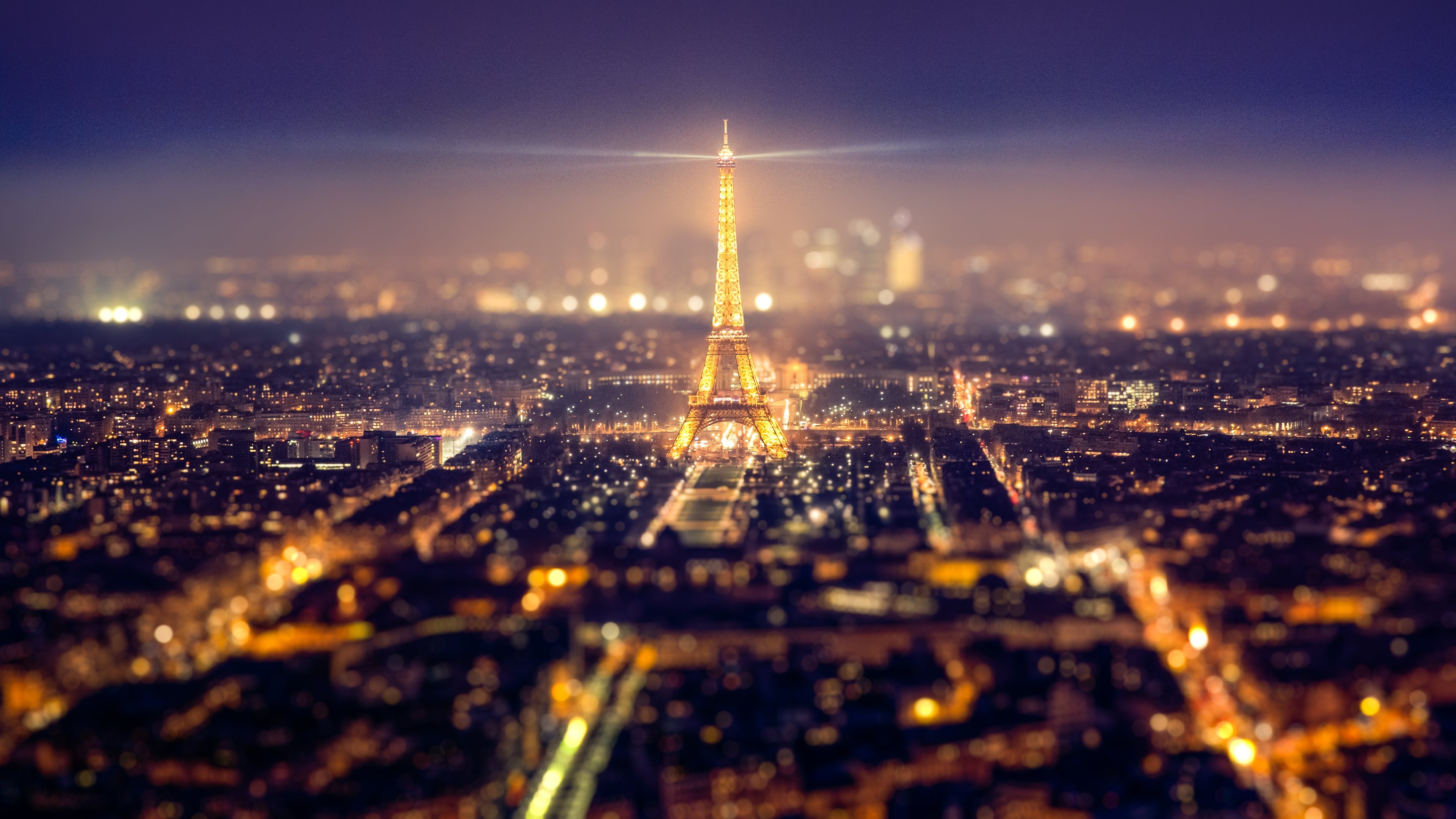 Eiffel Tower Cityscape In Moon Night Wallpapers