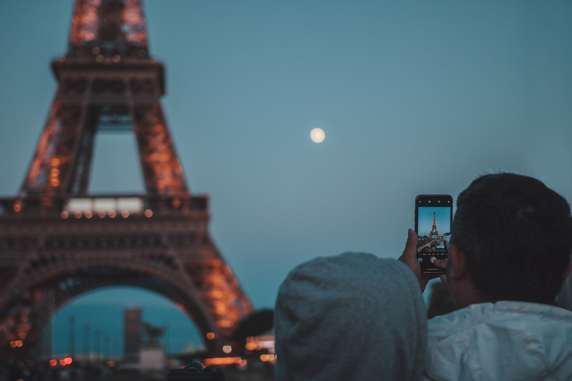 Eiffel Tower Cityscape In Moon Night Wallpapers