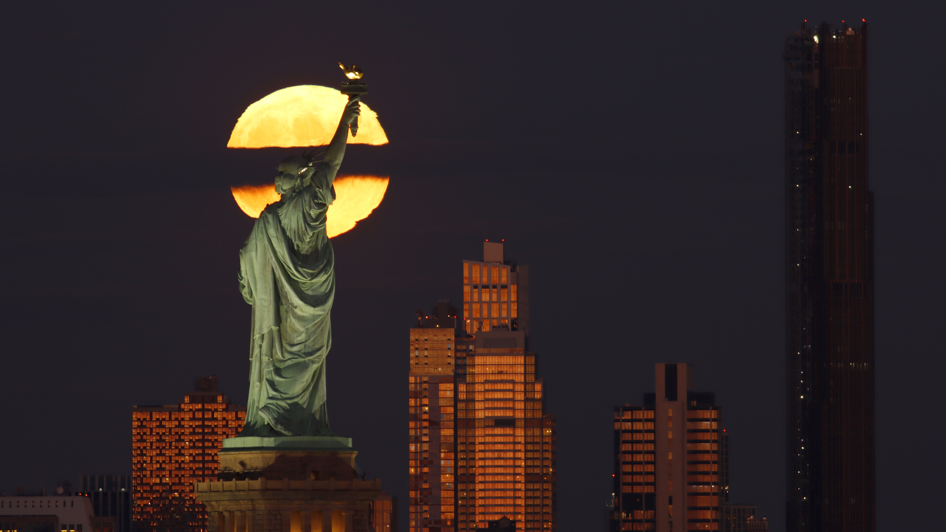 Eiffel Tower Cityscape In Moon Night Wallpapers