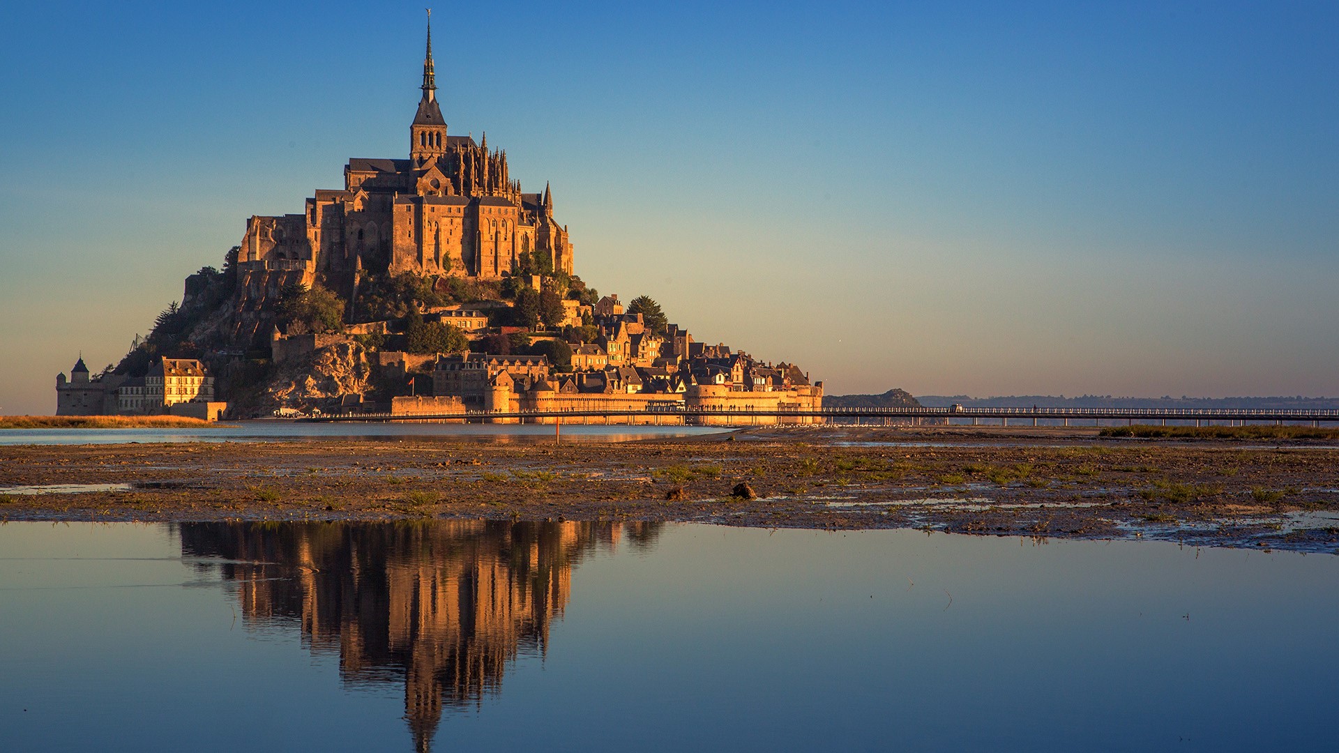 France Landscape Mont Saint-Michel Snow Wallpapers