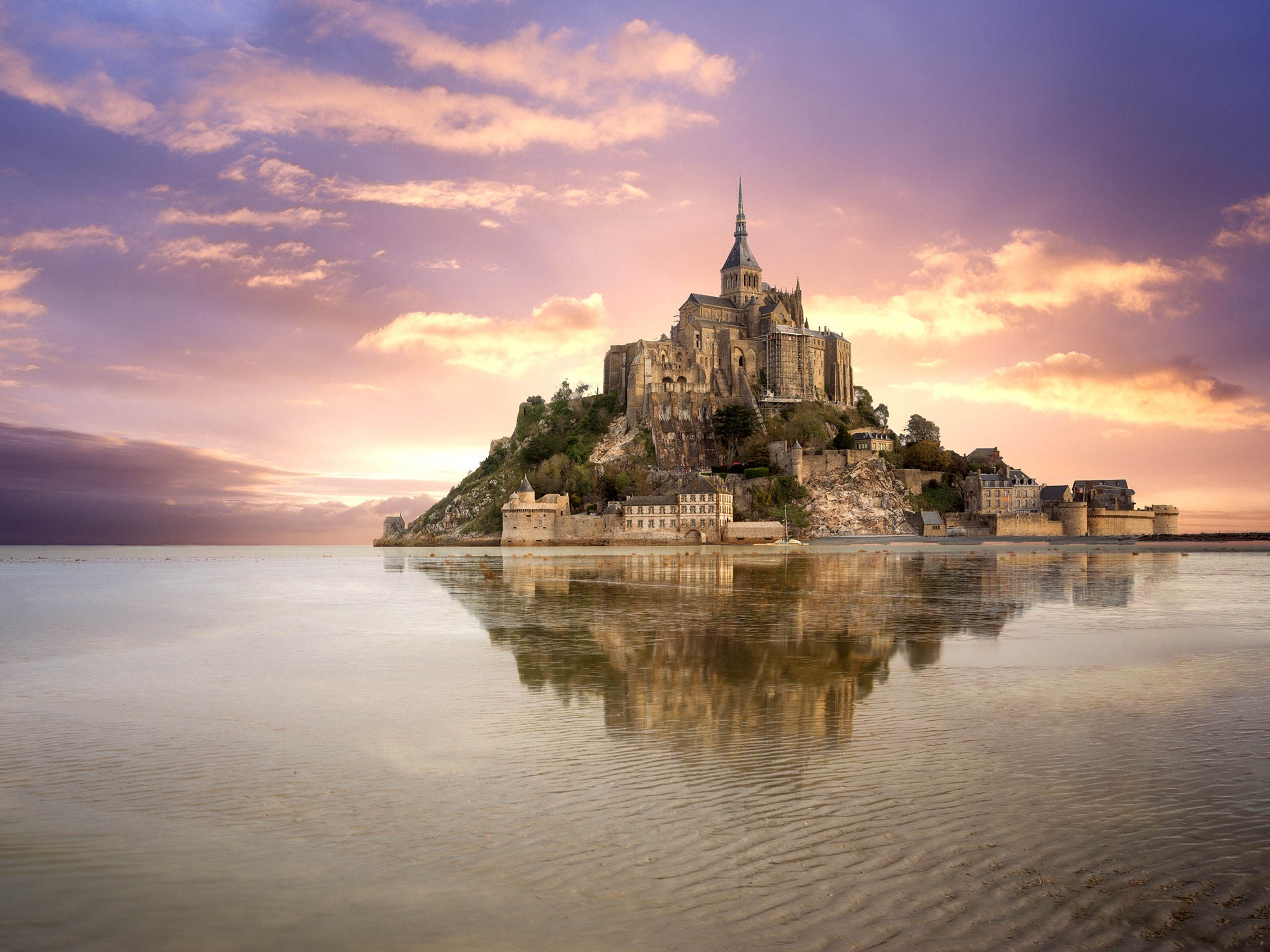 France Landscape Mont Saint-Michel Snow Wallpapers