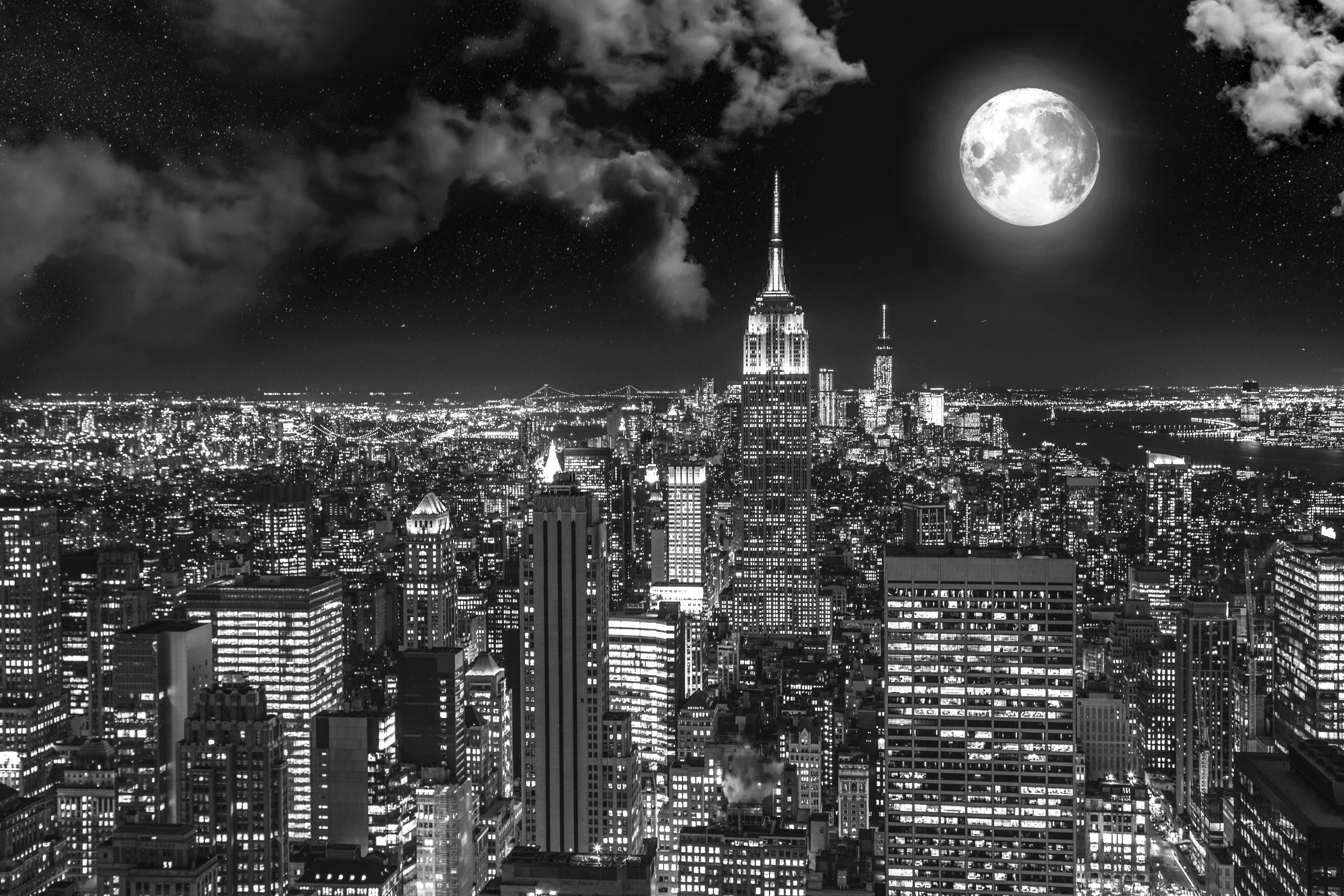 Full Moon Over Manhattan Wallpapers