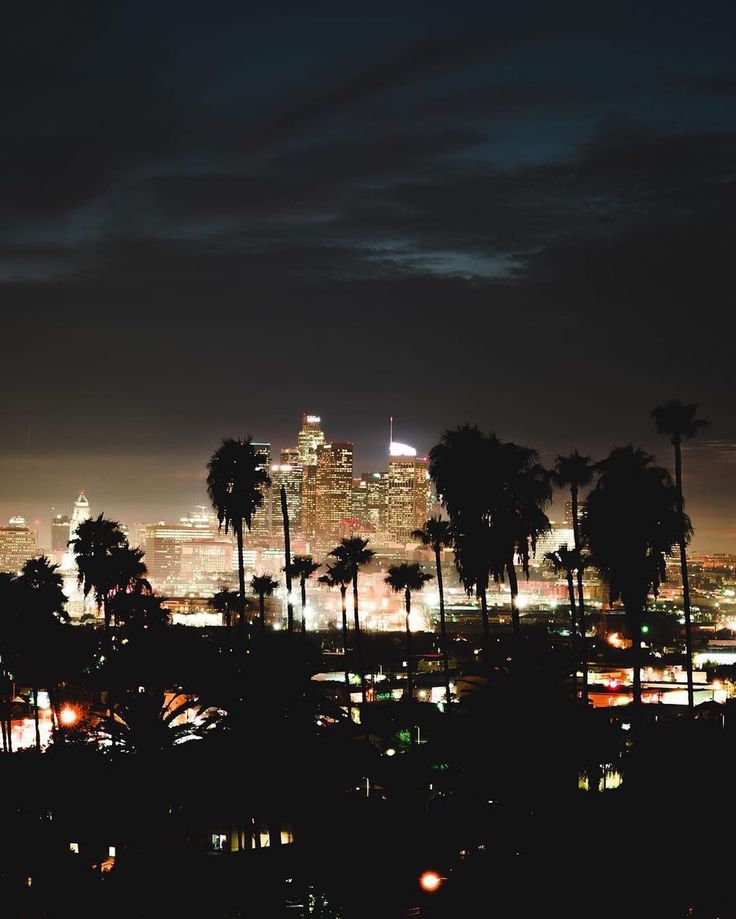 Los Angeles At Night Pink Sky Wallpapers