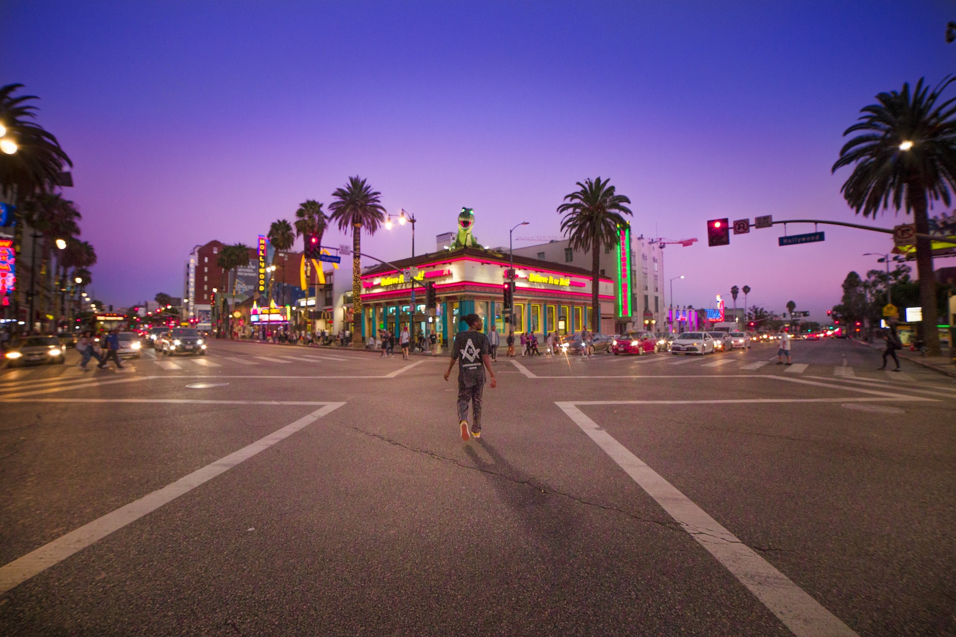 Los Angeles At Night Pink Sky Wallpapers