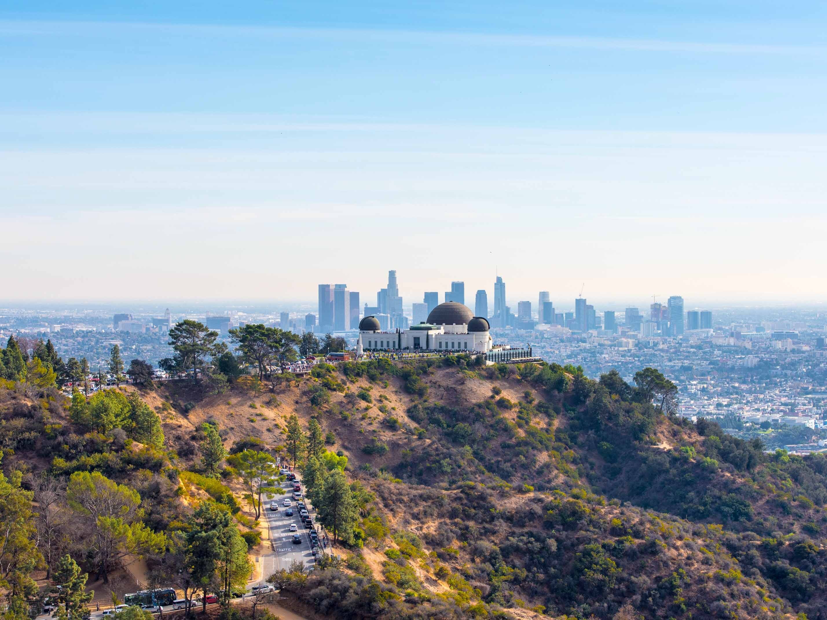 Los Angeles At Night Pink Sky Wallpapers