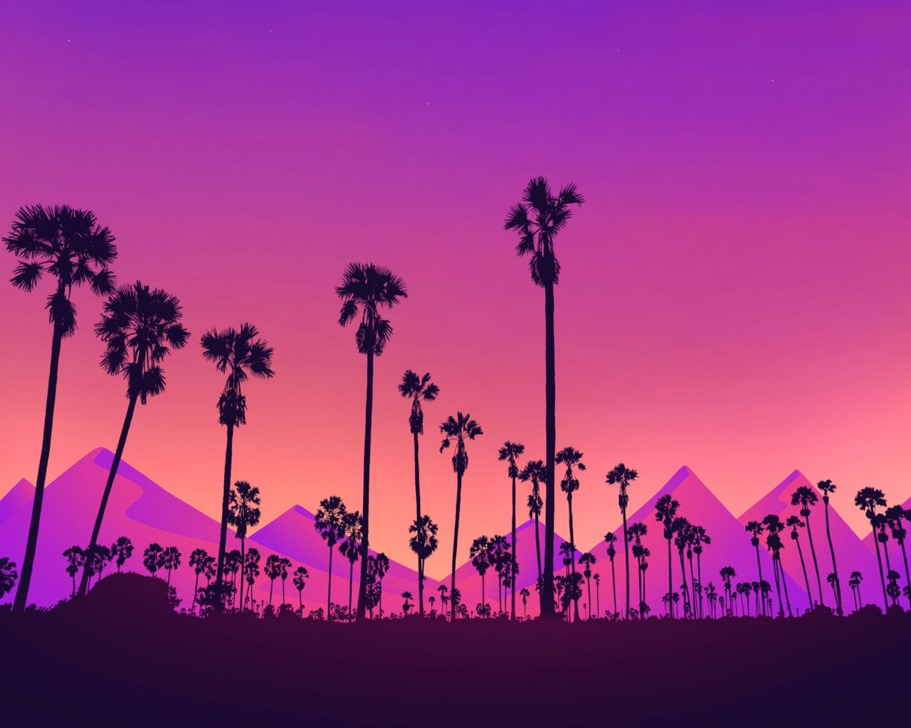 Los Angeles At Night Pink Sky Wallpapers