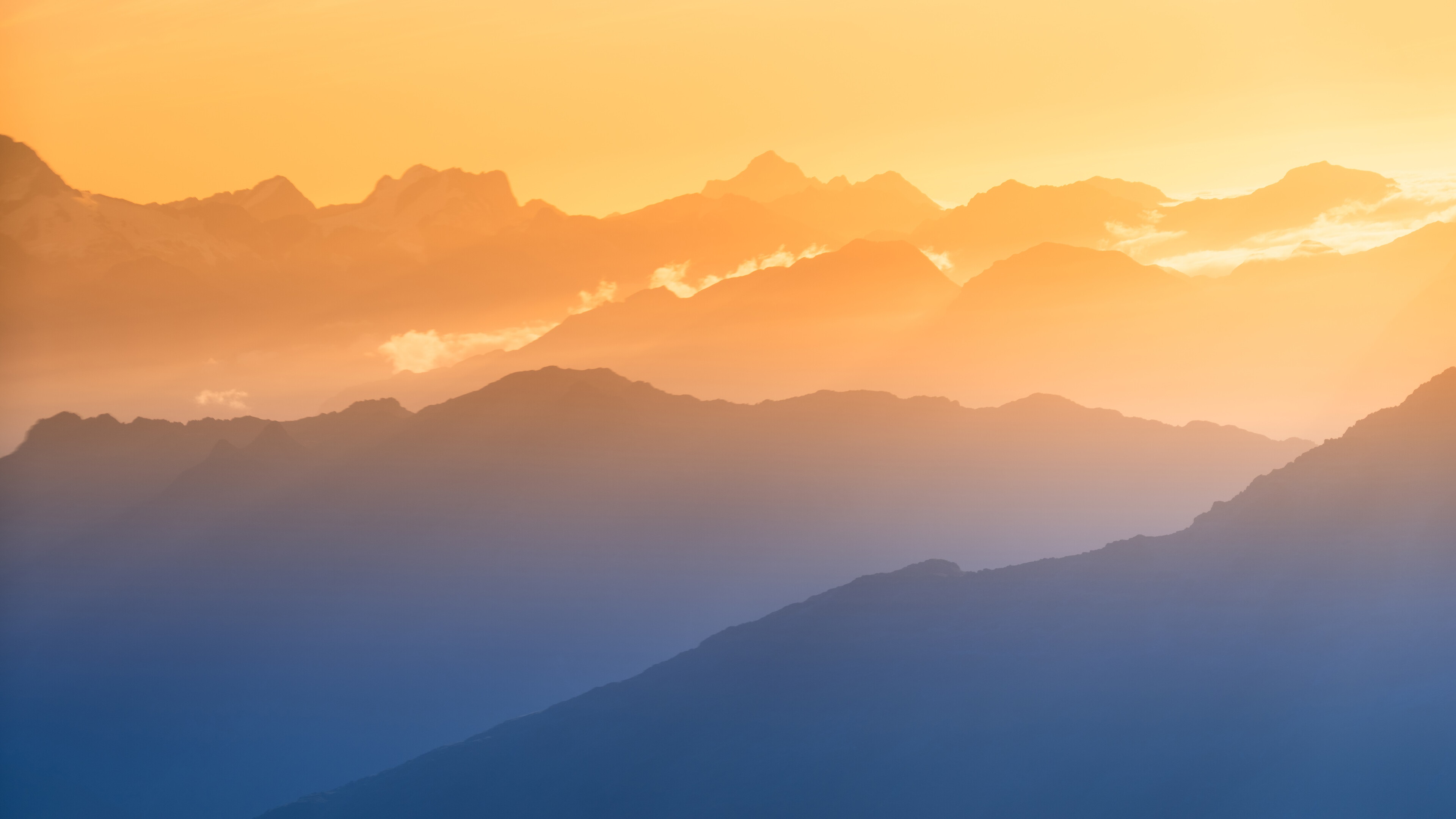New Zealand Orange Mountain Sunset Wallpapers
