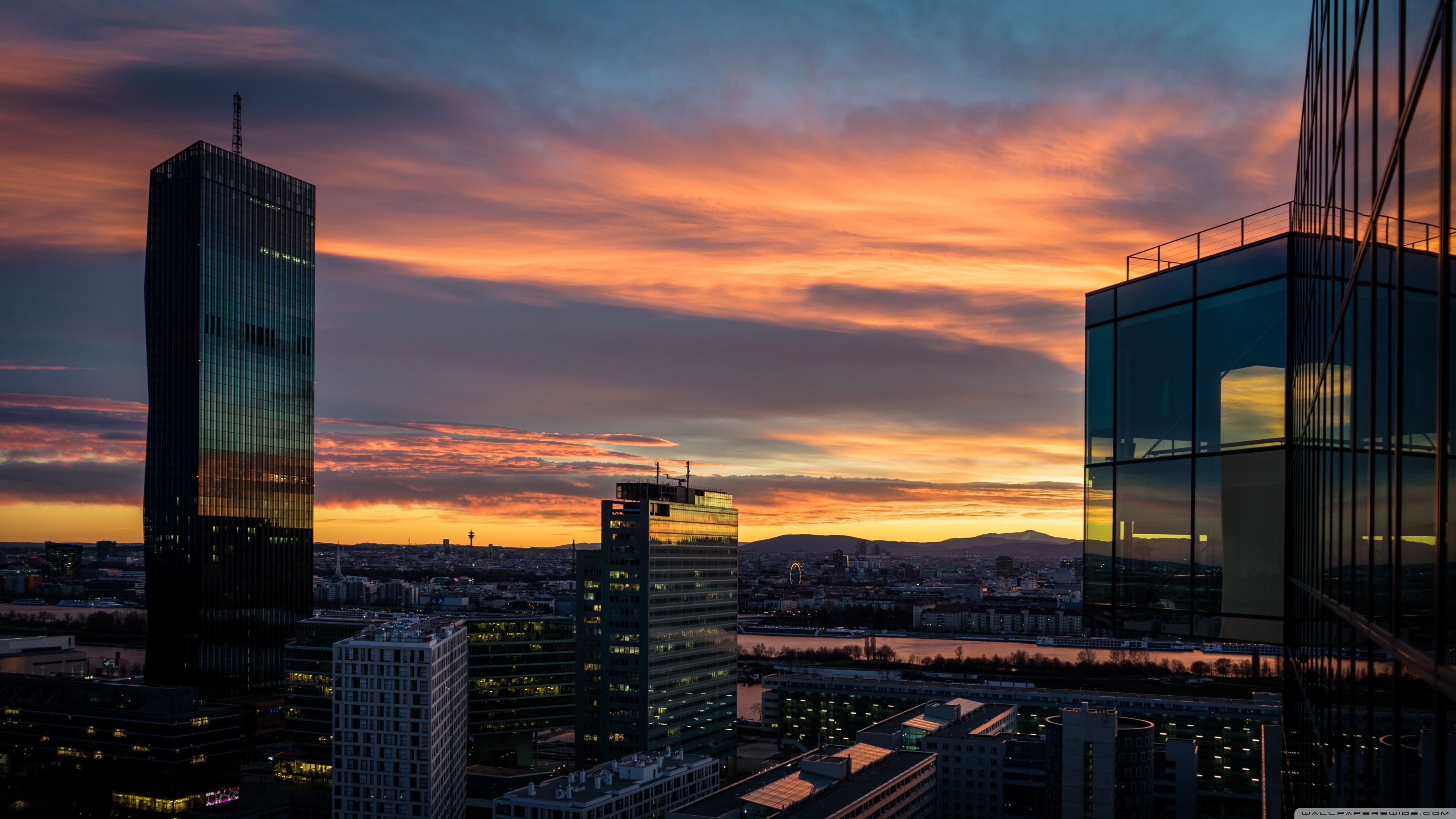 Vienna Cityscape Reflection Wallpapers