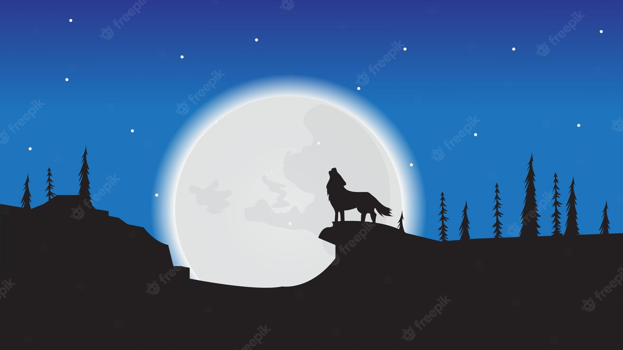 Wolf Howling At The Moon Wallpapers