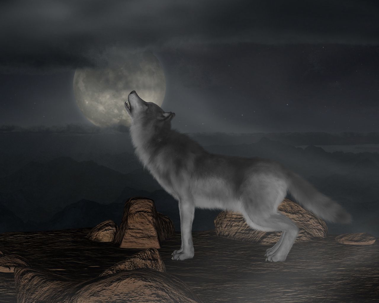 Wolf Howling At The Moon Wallpapers