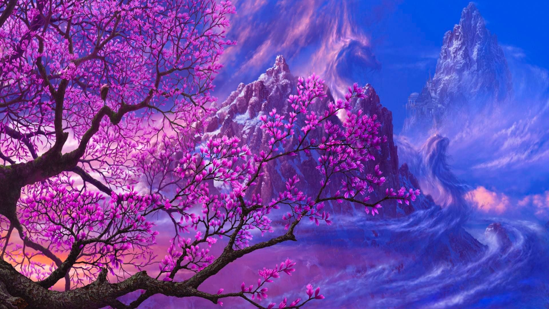 Cherry Blossom Tree With Snow Wallpapers