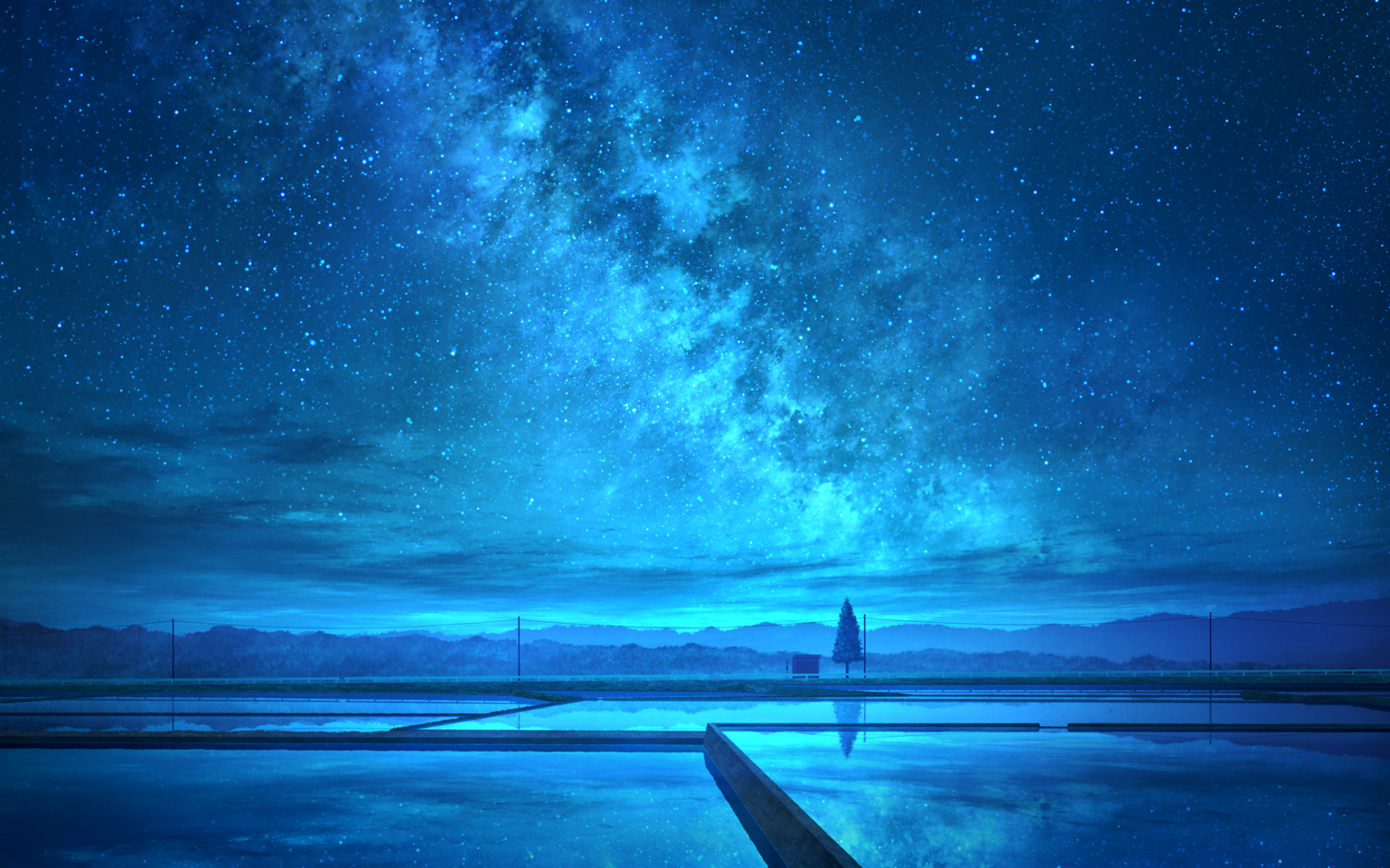 Dark Blue Sky Anime Scenery Wallpapers