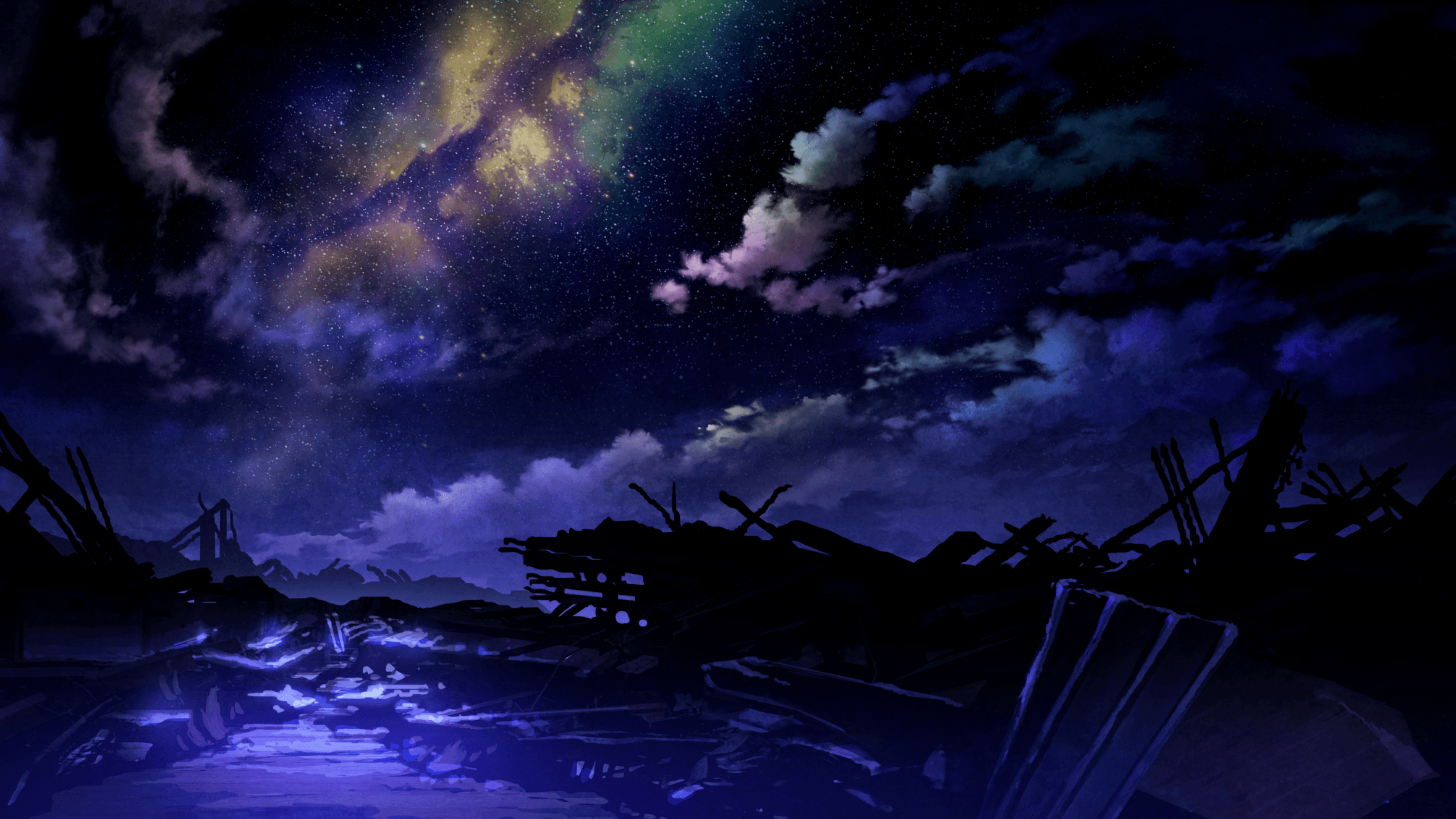 Dark Blue Sky Anime Scenery Wallpapers