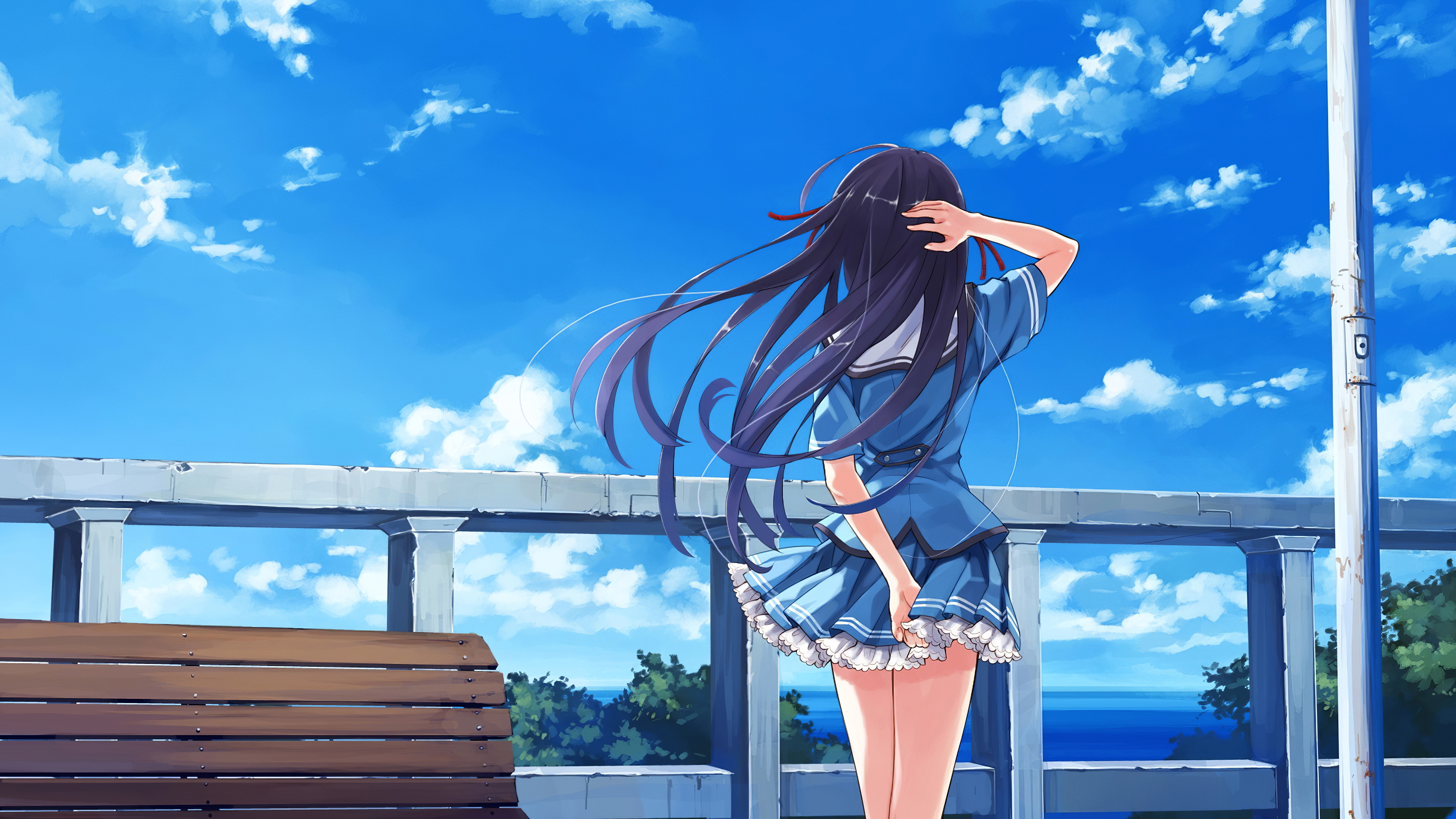 Dark Blue Sky Anime Scenery Wallpapers