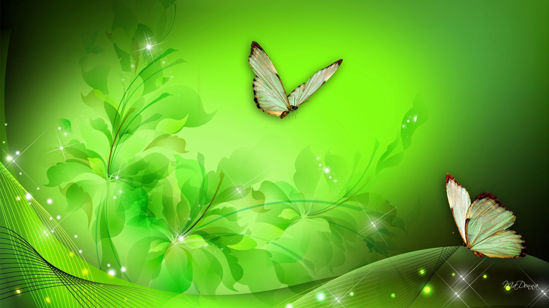 Neon Green Butterflies Wallpapers