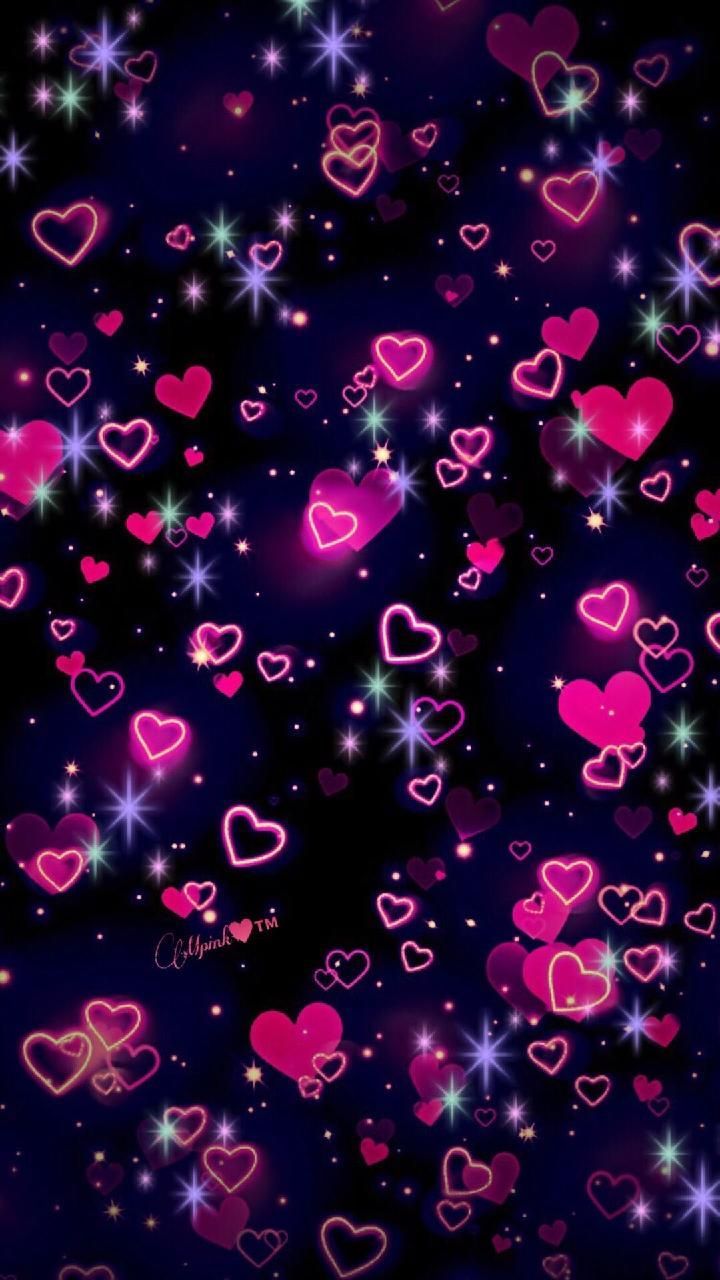 Neon Pink Hearts Wallpapers