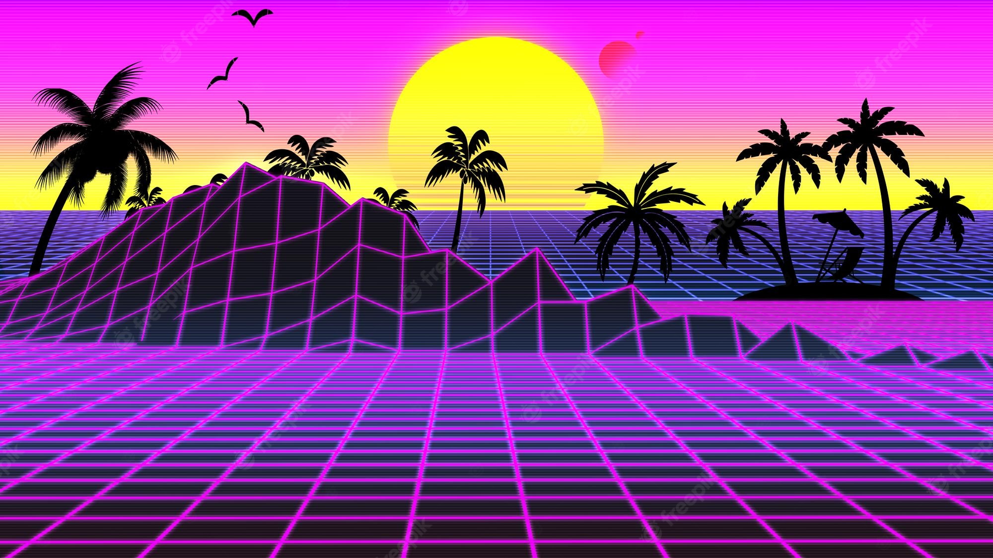 Neon Retro Beach Wallpapers