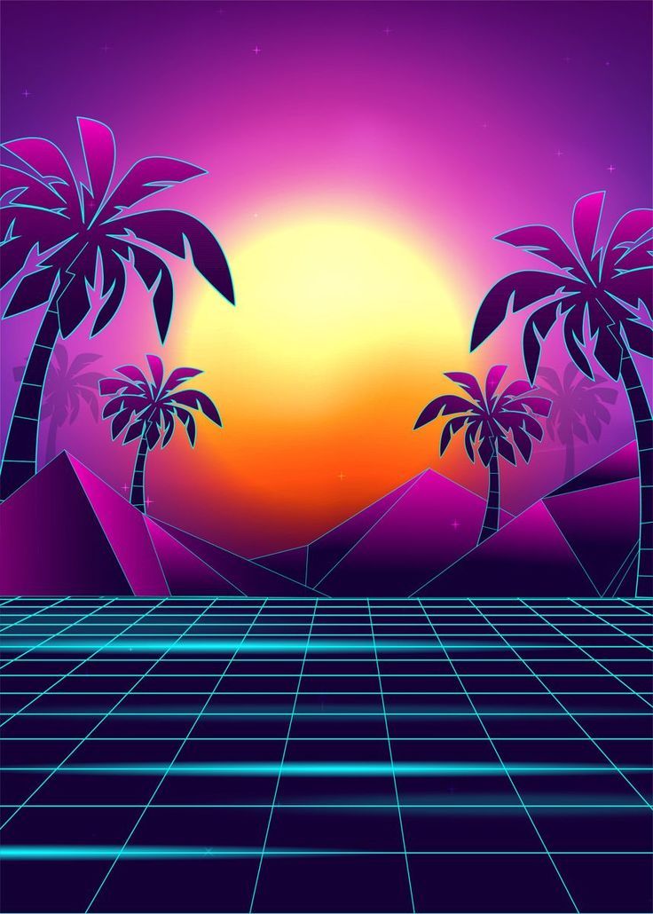 Neon Retro Beach Wallpapers