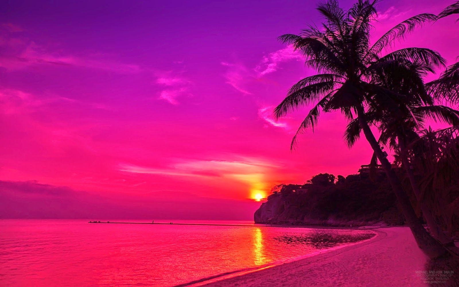 Pink Beach Sunset Wallpapers