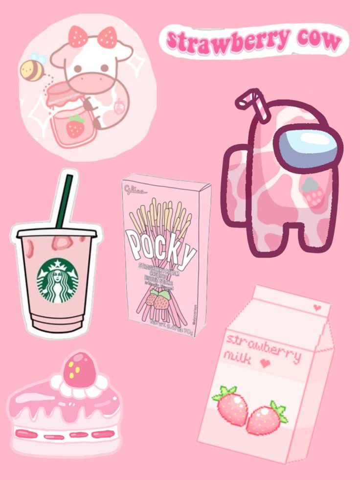 Pink Cow Strawberry Milk Kawaii Wallpapers