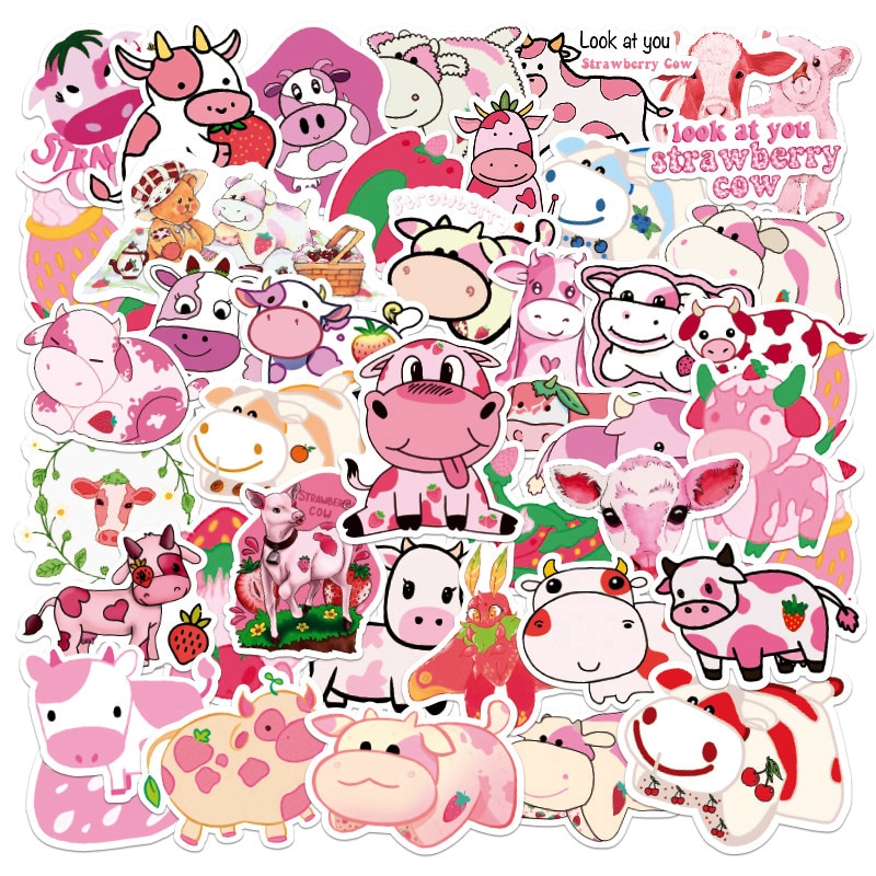 Pink Cow Strawberry Milk Kawaii Wallpapers