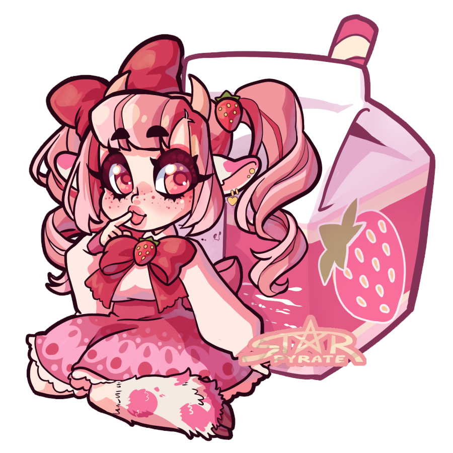 Pink Cow Strawberry Milk Kawaii Wallpapers