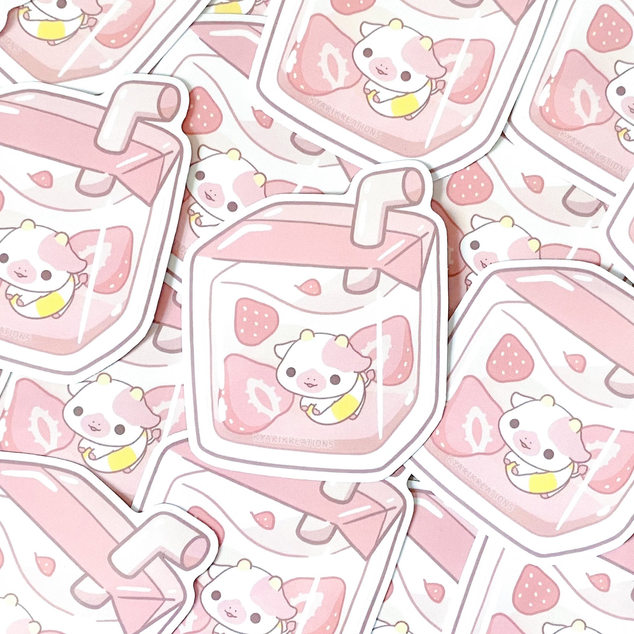 Pink Cow Strawberry Milk Kawaii Wallpapers