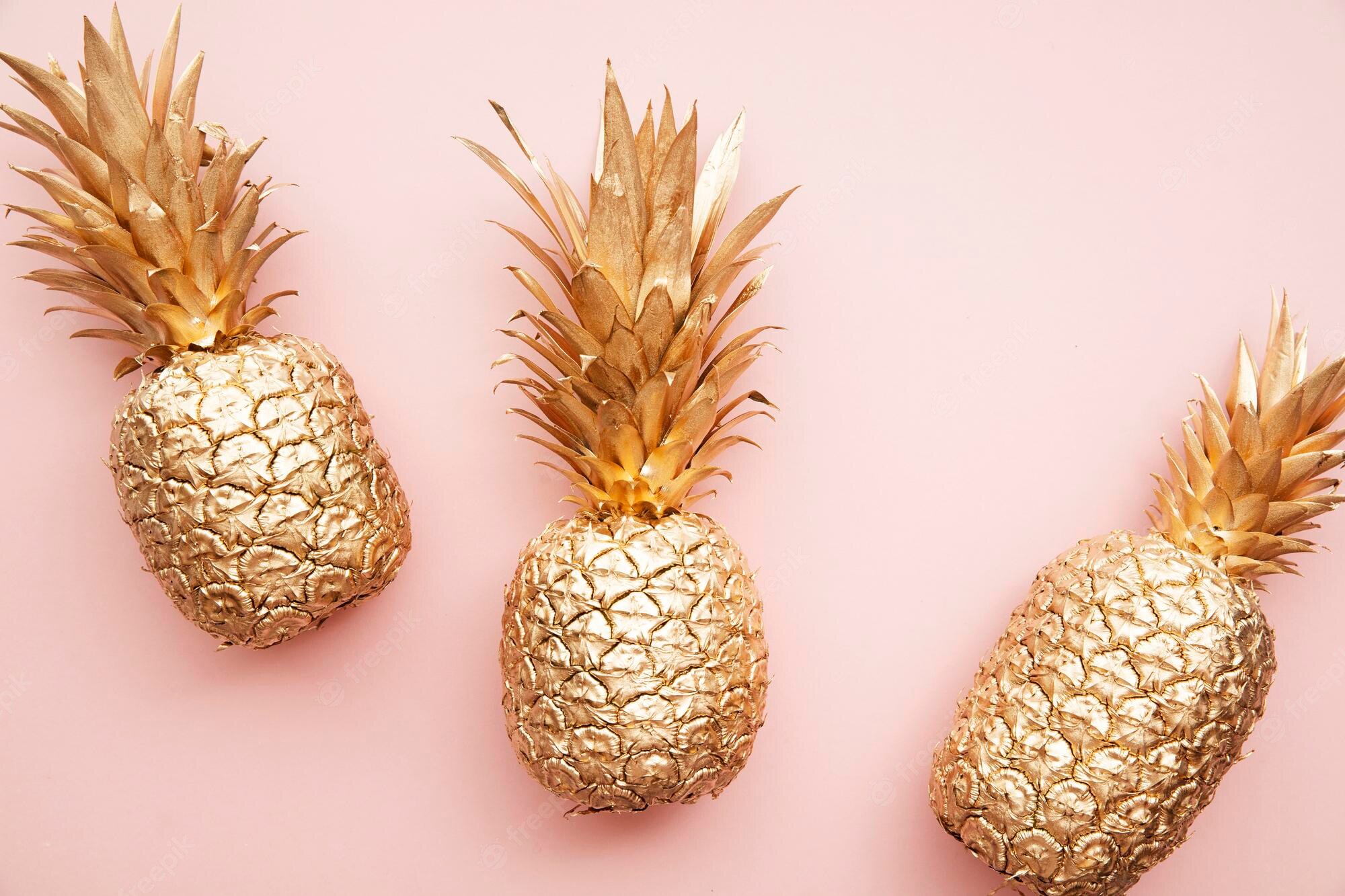 Pink Gold Pineapple Wallpapers