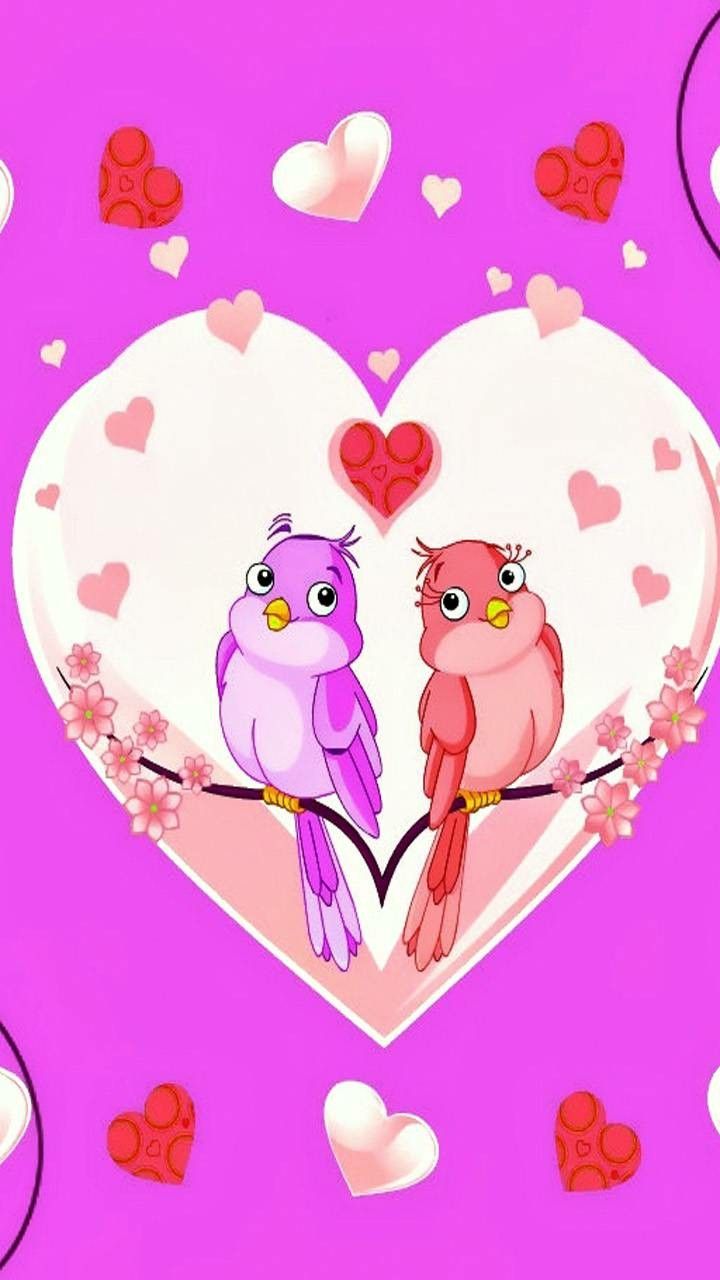 Pink Love Birds Wallpapers