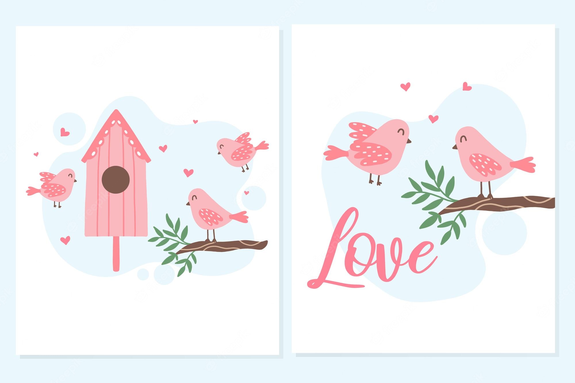 Pink Love Birds Wallpapers