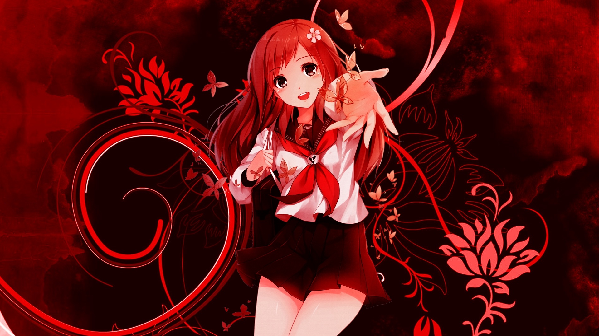 Red Anime Girl 4K Wallpapers