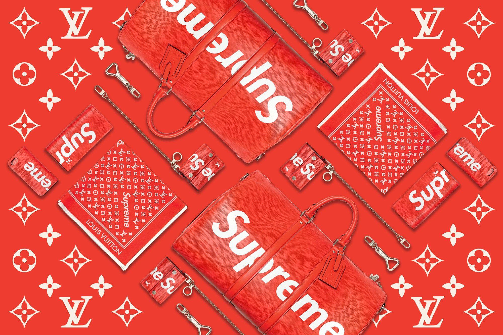 Red Louis Vuitton Supreme Wallpapers