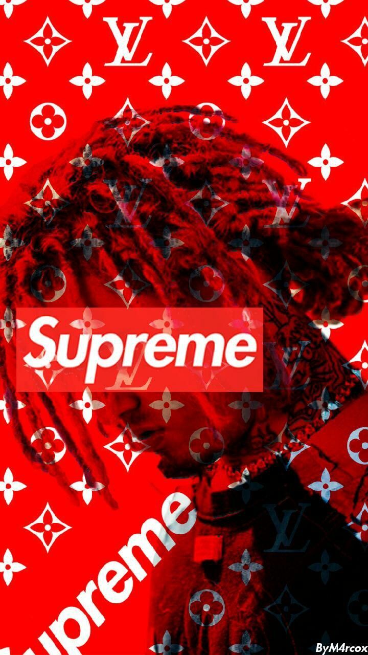 Red Louis Vuitton Supreme Wallpapers