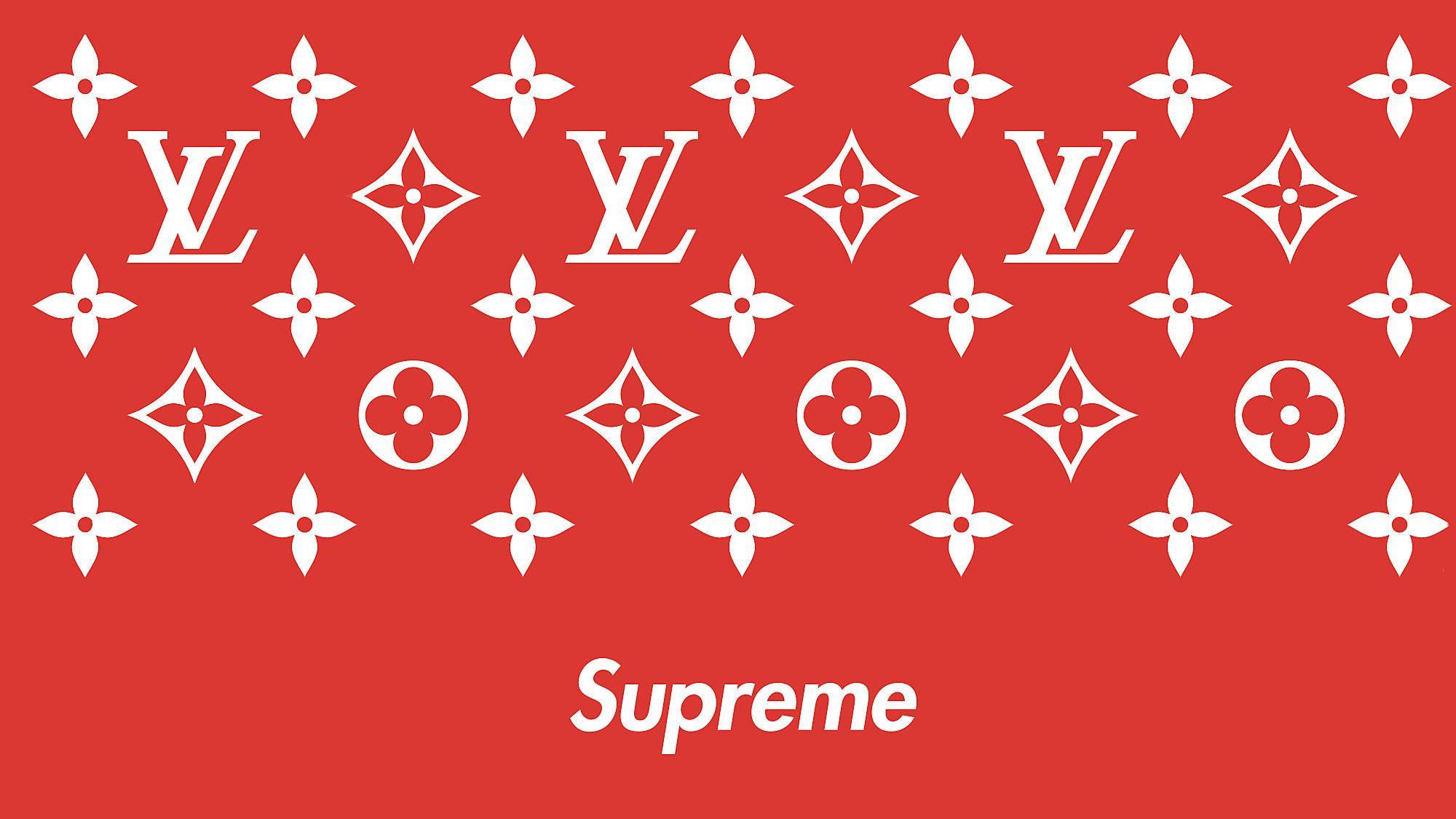 Red Louis Vuitton Supreme Wallpapers