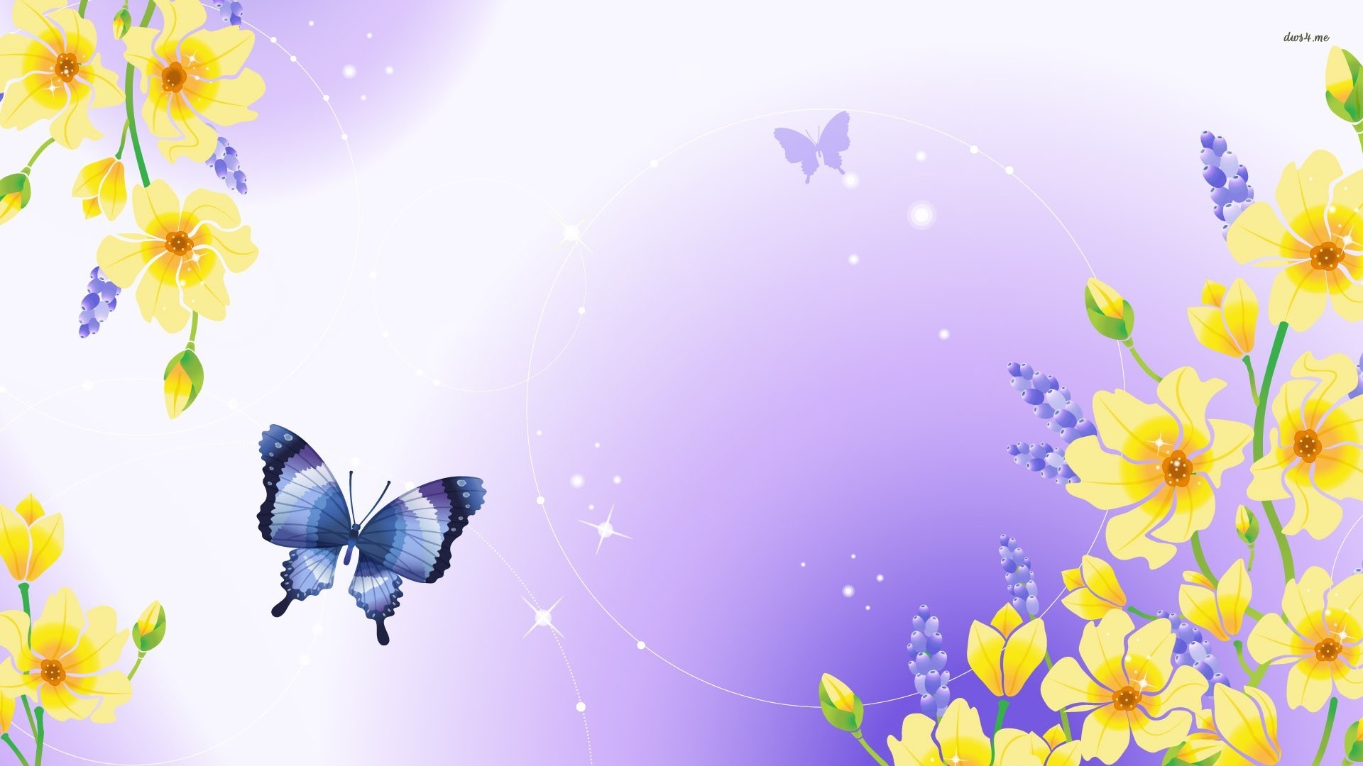 Yellow Flowers And Butterflies Wallpapers