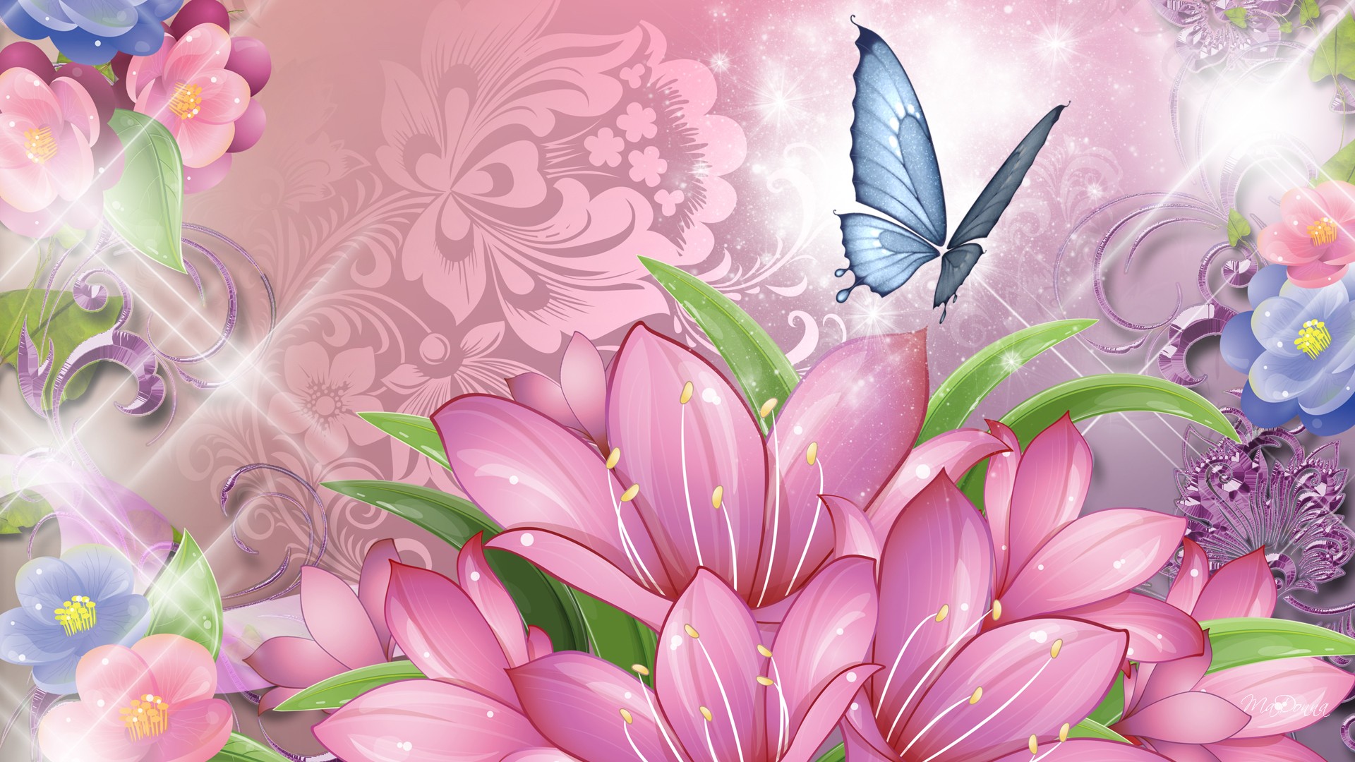 Yellow Flowers And Butterflies Wallpapers