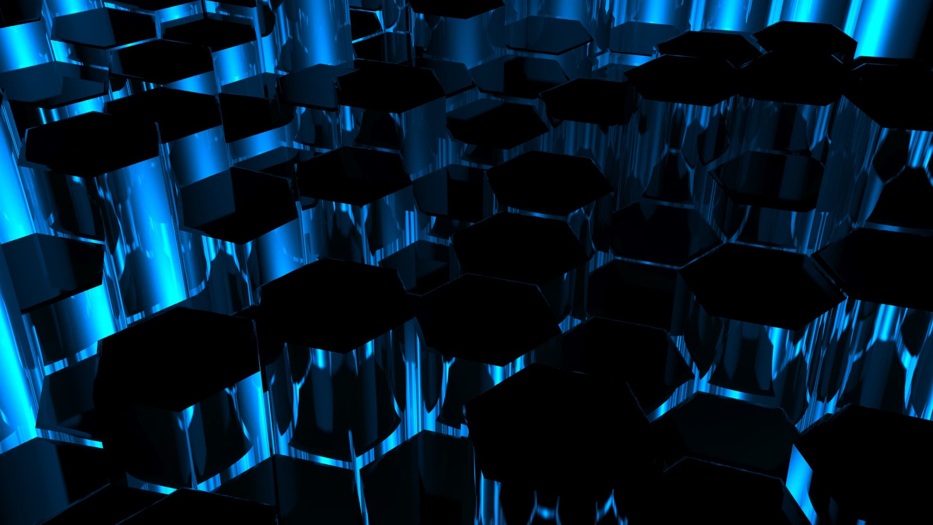 Black Blue Hexagon Pattern Wallpapers