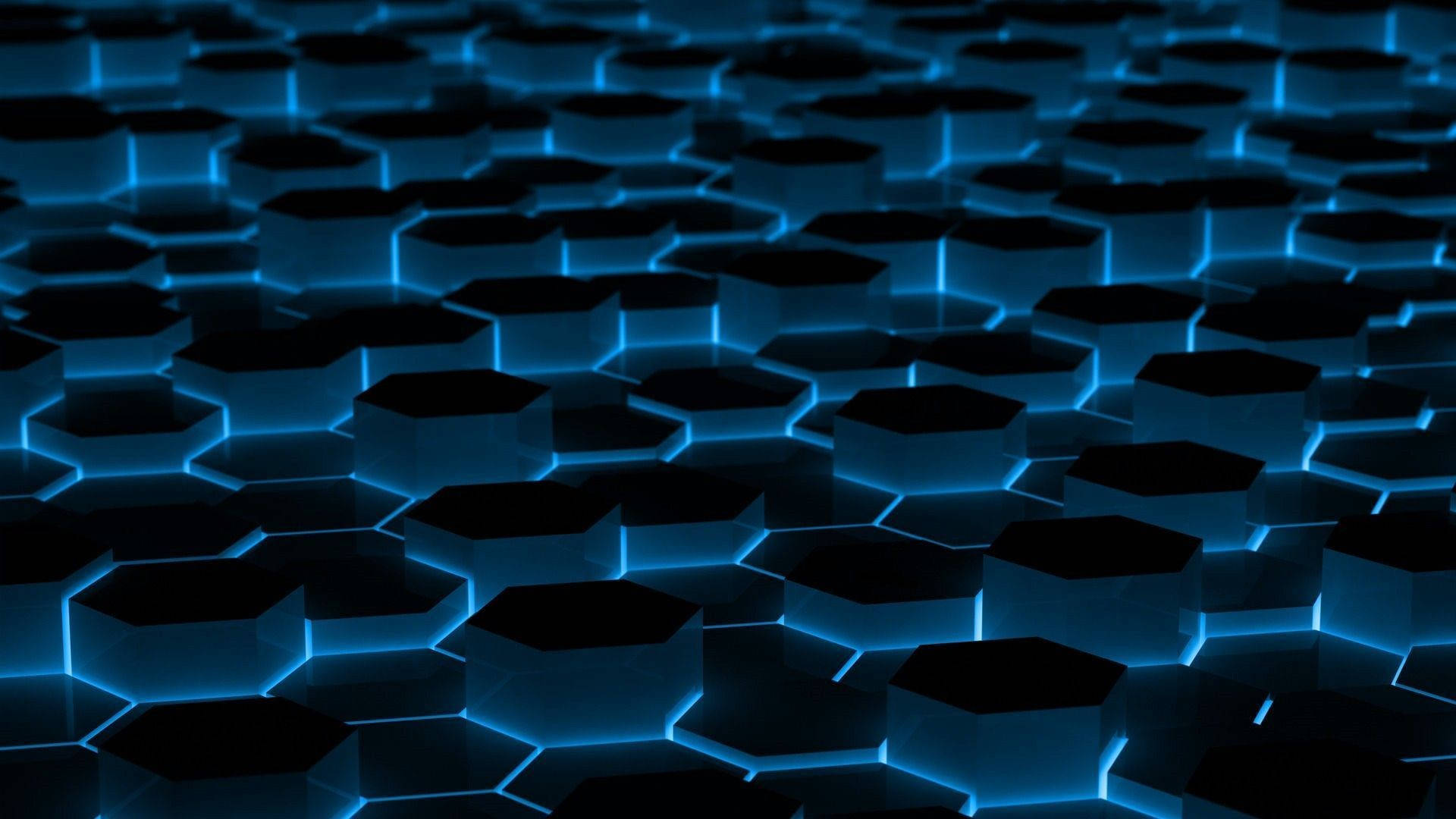 Black Blue Hexagon Pattern Wallpapers