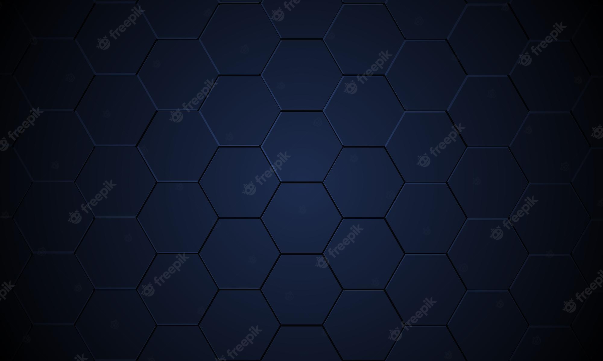 Black Blue Hexagon Pattern Wallpapers