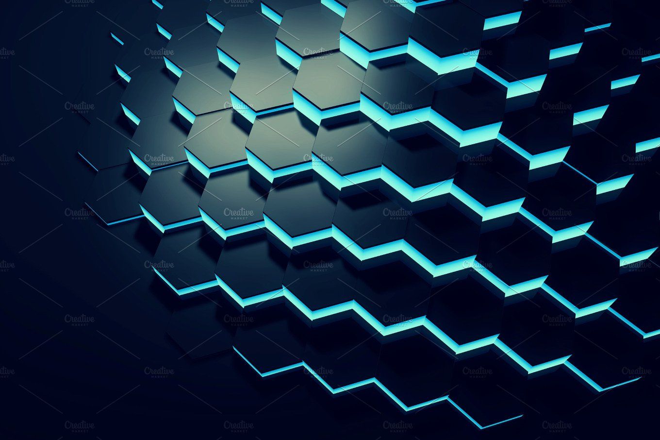 Black Blue Hexagon Pattern Wallpapers