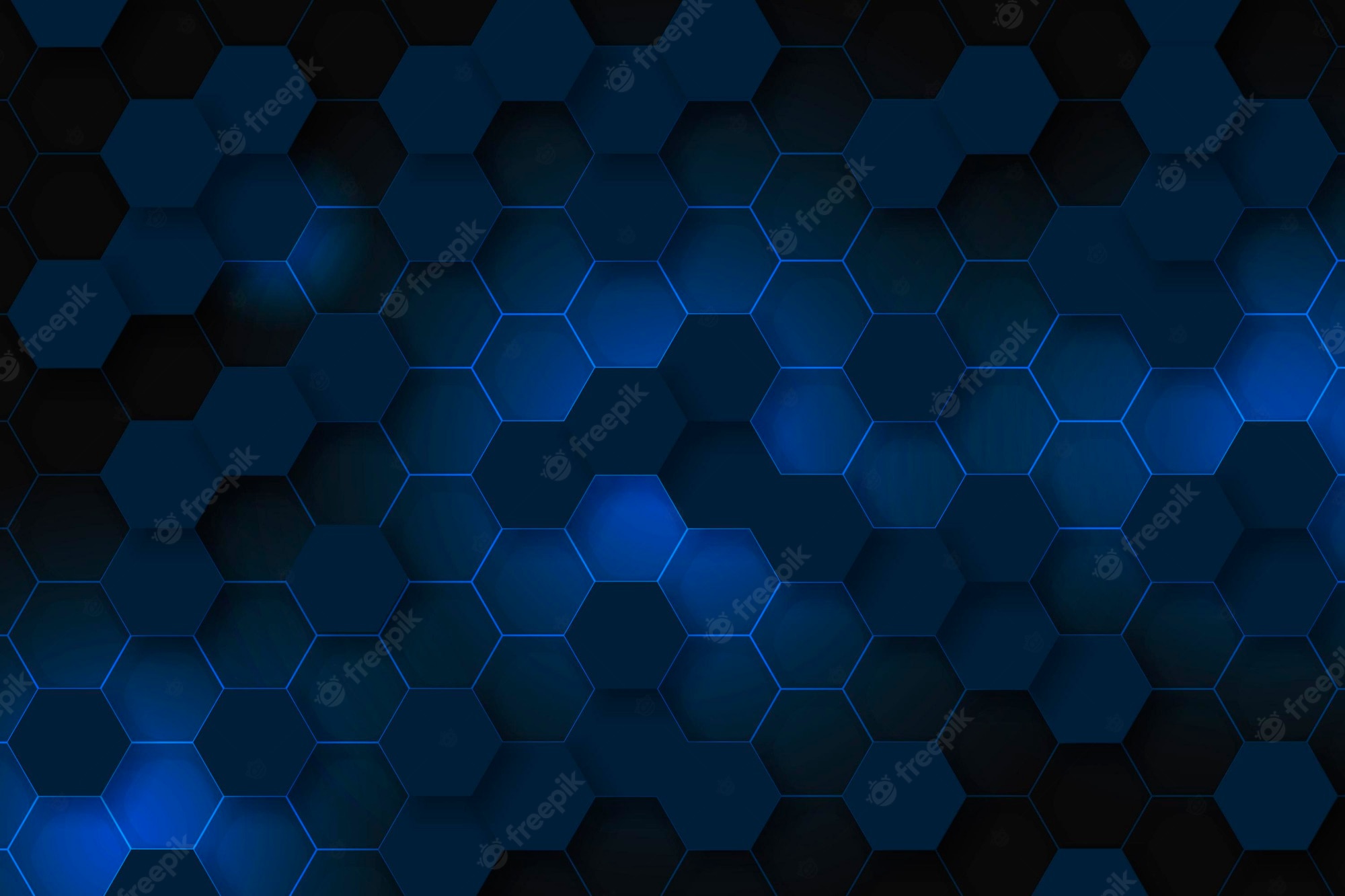 Black Blue Hexagon Pattern Wallpapers