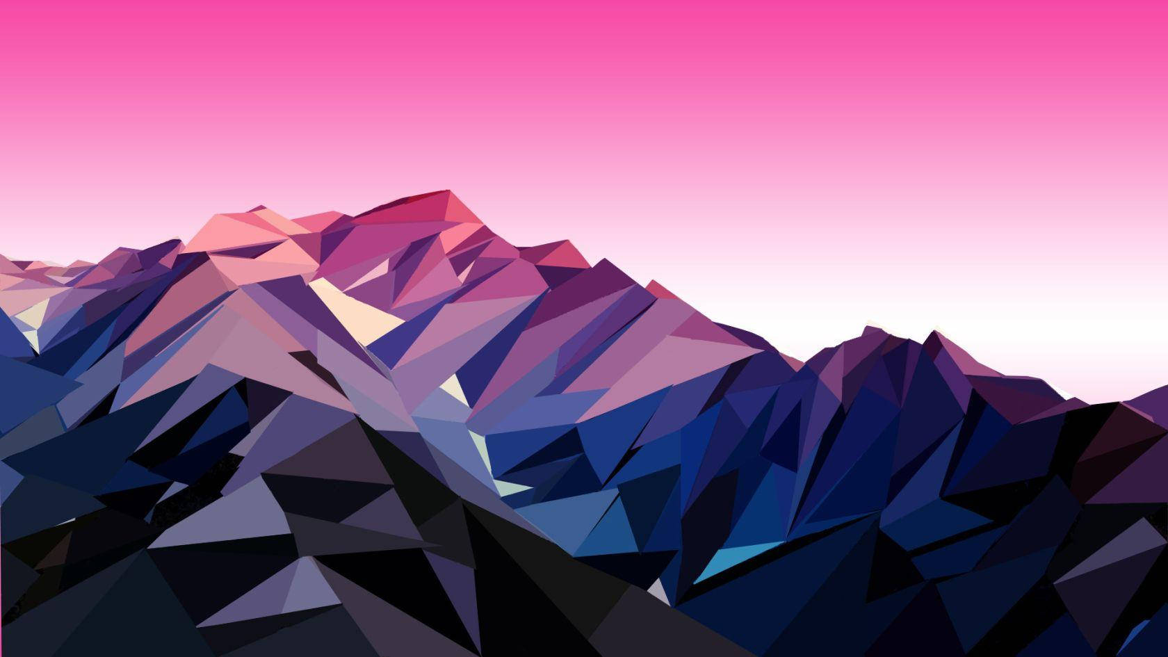 Low Poly 4K Pink Mountains Wallpapers