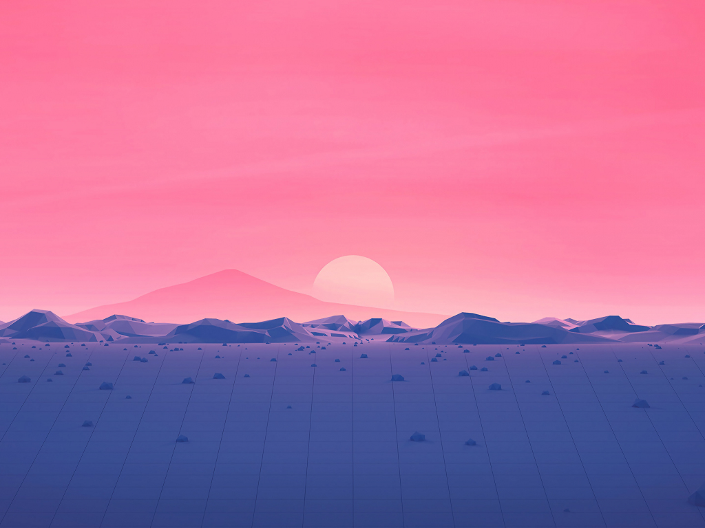 Low Poly 4K Pink Mountains Wallpapers