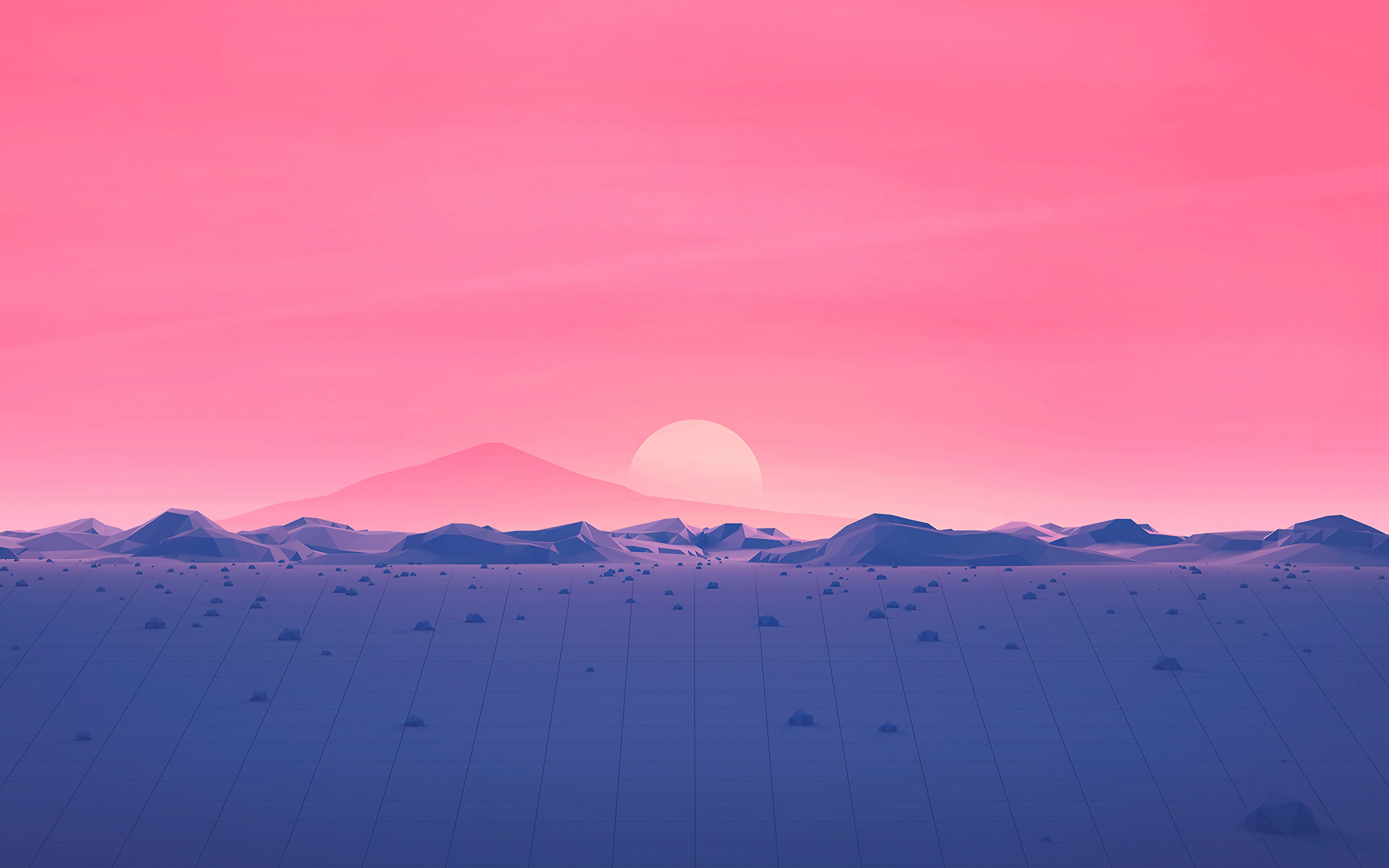 Low Poly 4K Pink Mountains Wallpapers