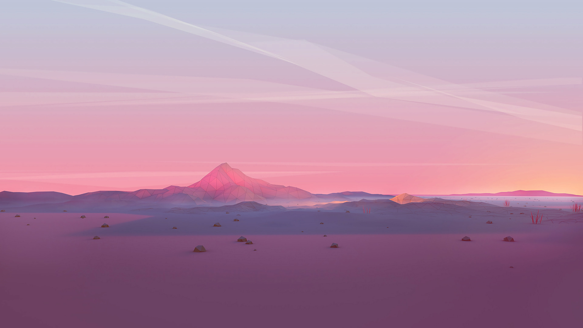 Low Poly 4K Pink Mountains Wallpapers