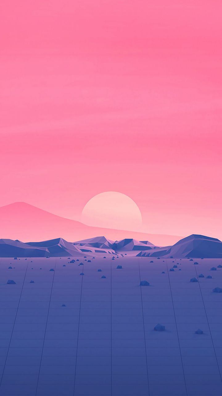 Low Poly 4K Pink Mountains Wallpapers