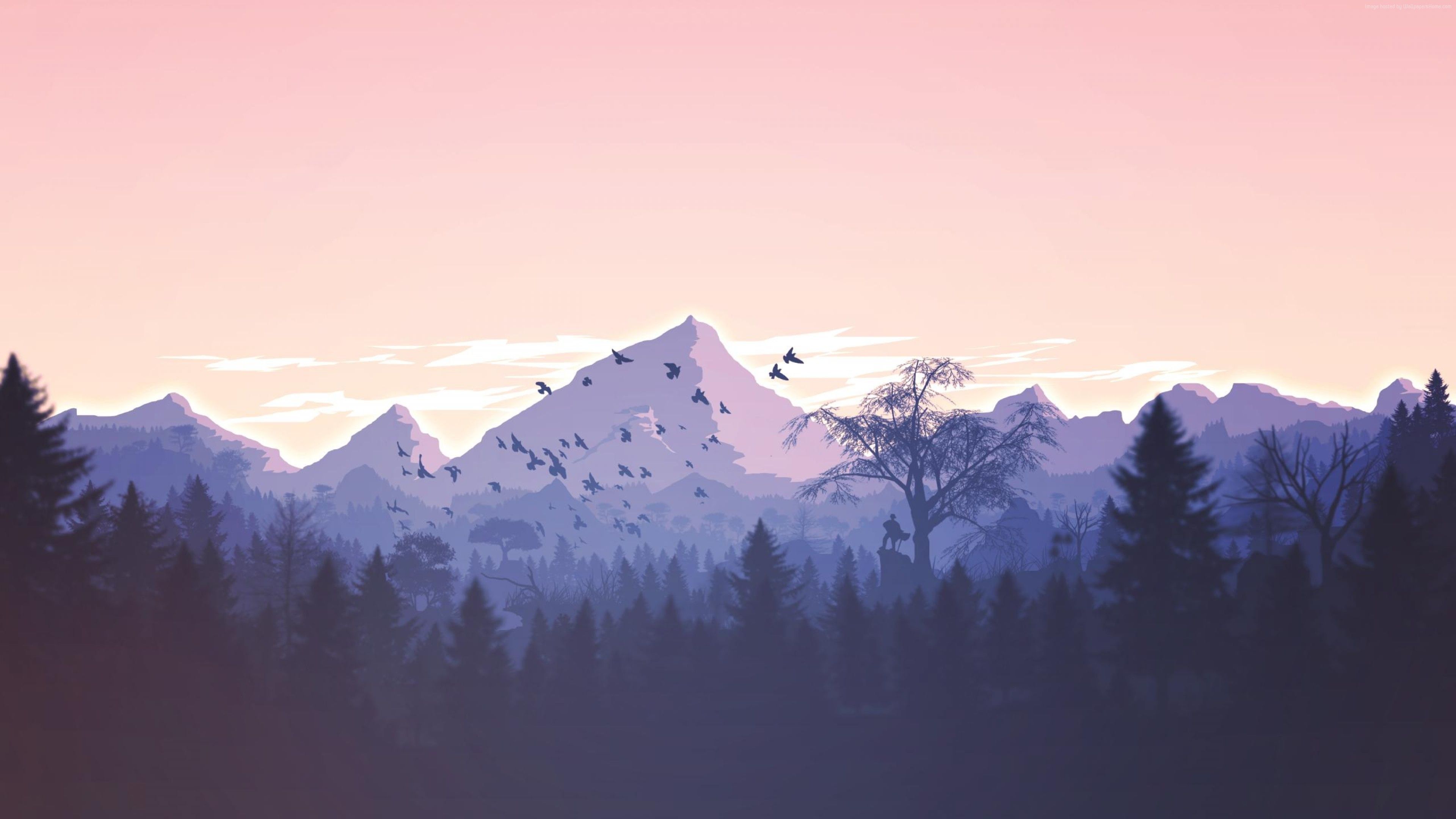 Low Poly 4K Pink Mountains Wallpapers